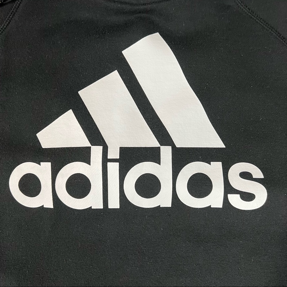 ADIDAS HOODIE Black Unisex Essential Big Logo Fleece Sweatshirt - Picture 6 of 8